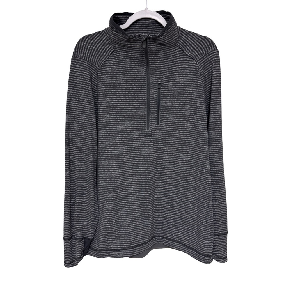 Lululemon Gray Striped 1/4 zip Pullover Men’s Large - Picture 1 of 8